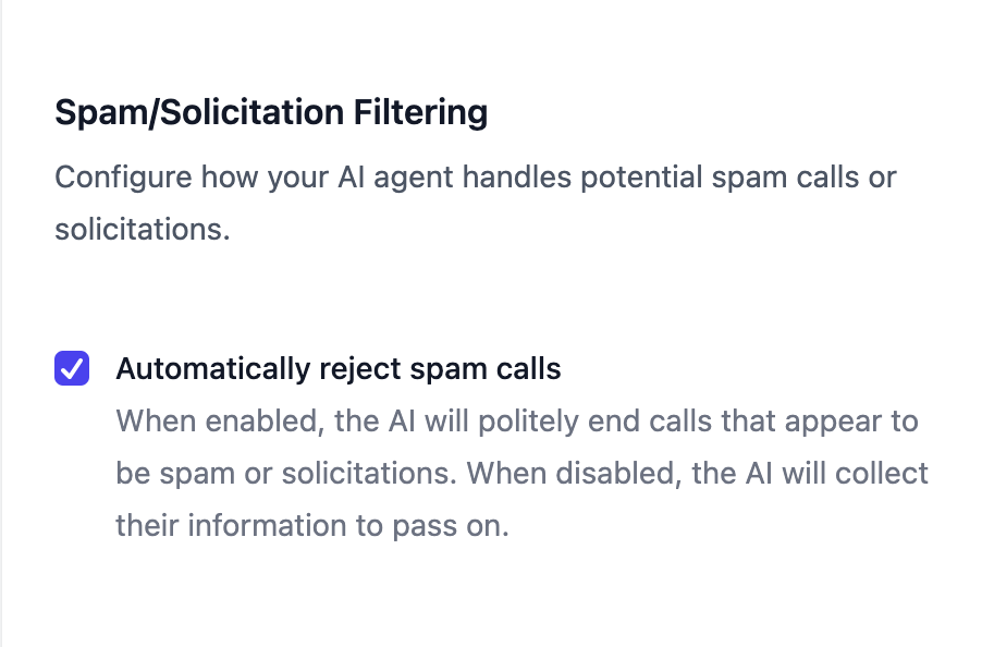 Spam filtering interface